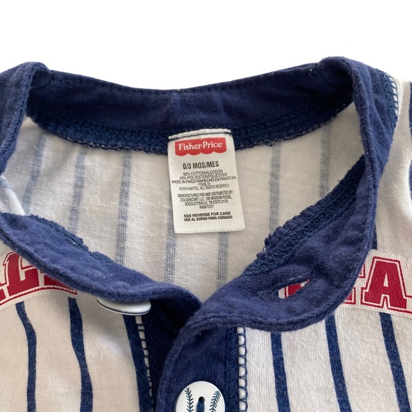 LITTLE TREASURE Onesie and FISHER PRICE  2 Piece Baseball Outfits Size: 0-6 mth - Picture 7 of 9